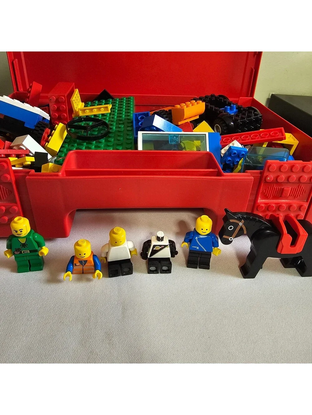 Lego Box 1980s Filled With 70s 80s Misc Lego Bricks Minifigs Various Booklets